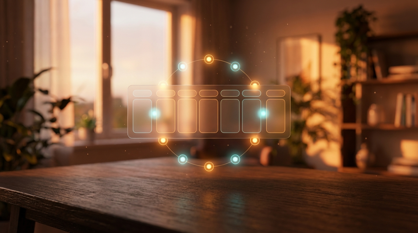 Holographic calendar showing 9 autonomous SEO workflow nodes scheduled across the week