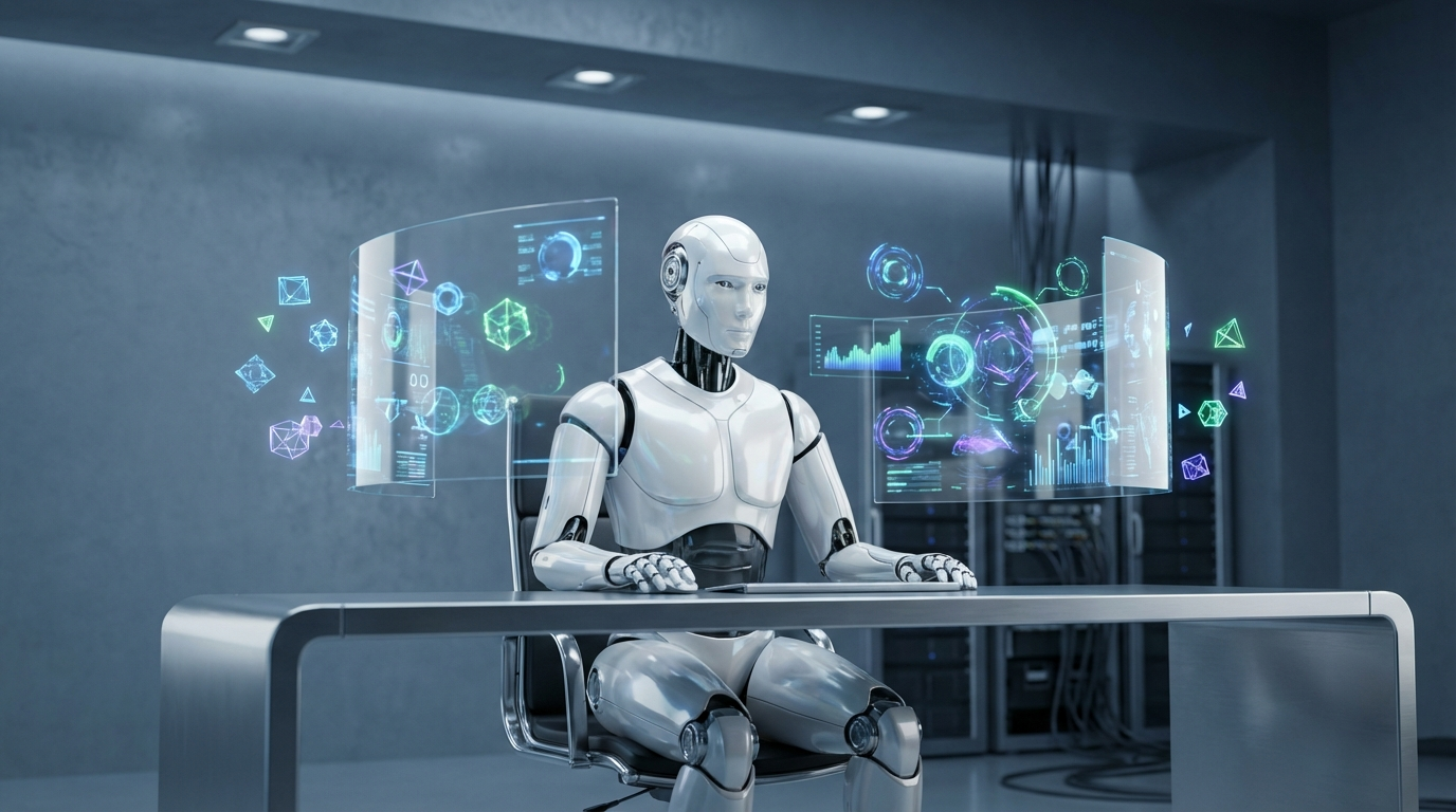 AI agent with floating tool integration icons for SEO data sources