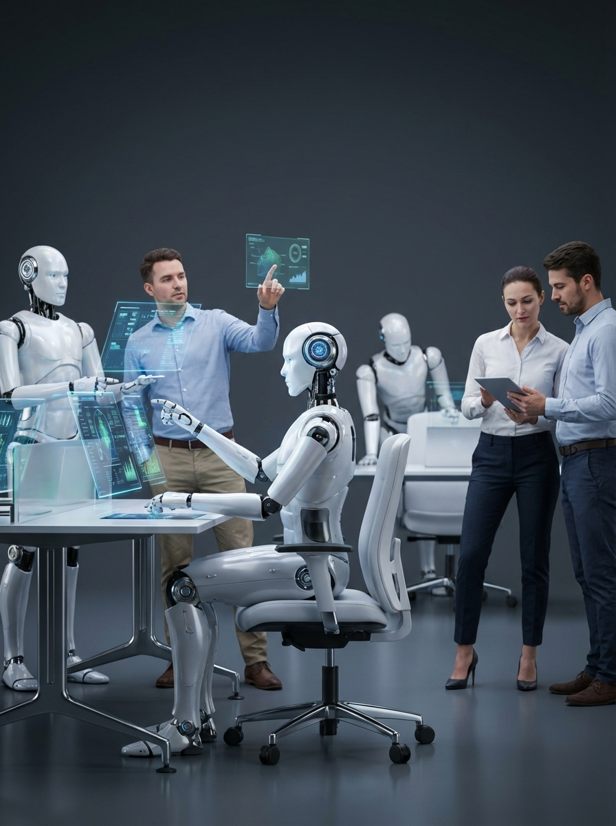 AI agents and human professionals collaborating in partnership for autonomous AI deployment