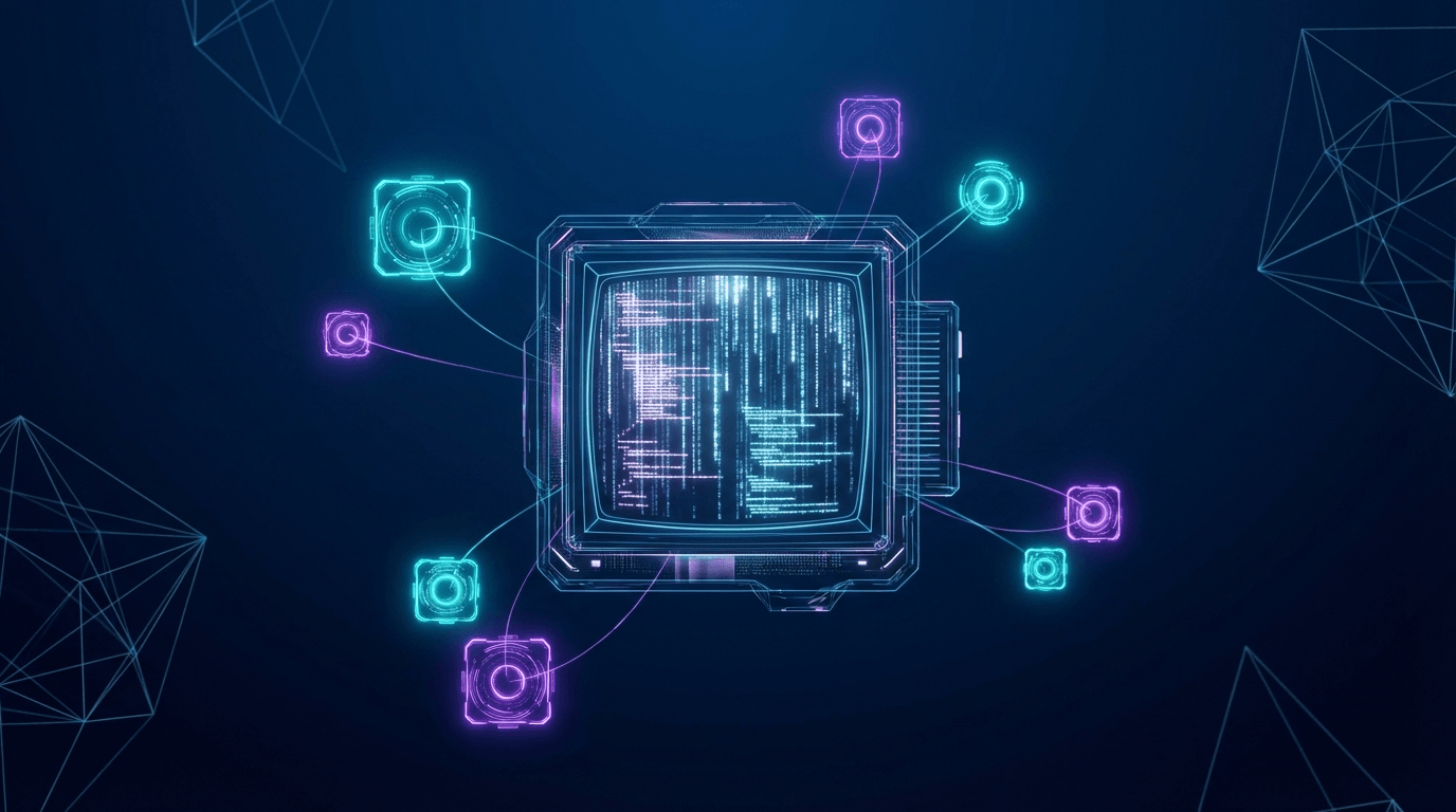 Specialized AI coding agent node with terminal visualization and helper nodes, representing autonomous software engineering capabilities
