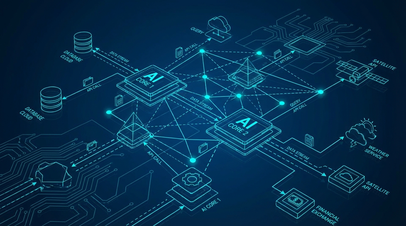 Data flow governance diagram showing AI agents connecting to external services with approval checkpoints