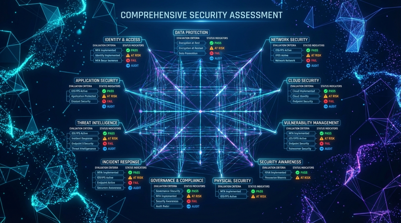 Comprehensive security evaluation framework with red/green indicators