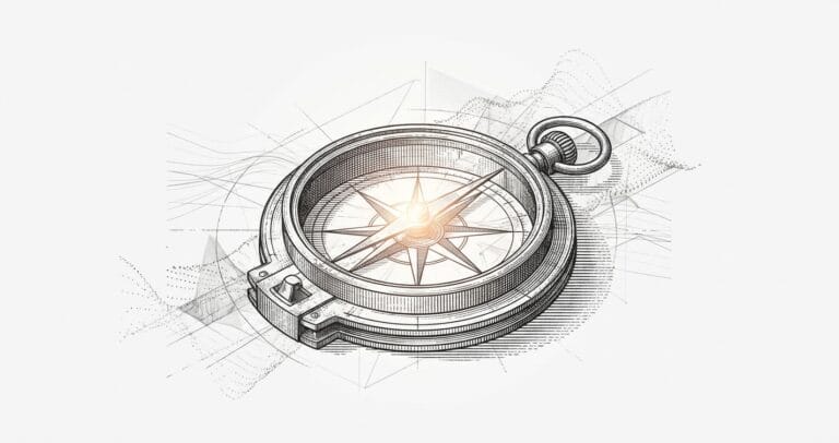 Stylized abstract node compass representing precise GEO metrics