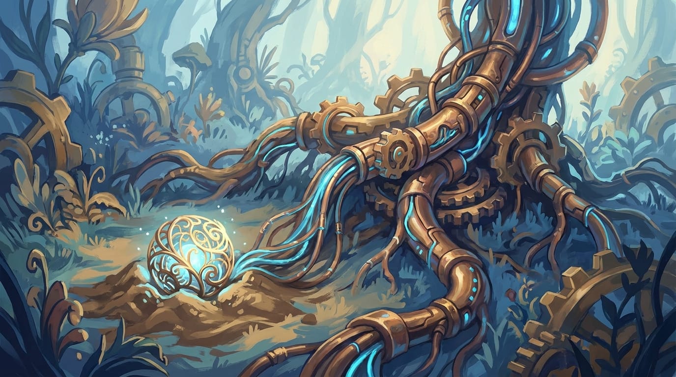 Glowing artificial seed and a massive mechanical root system